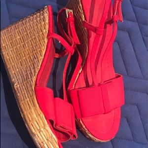Gently Used Kate Spade Red Wedges with Bow sz 10